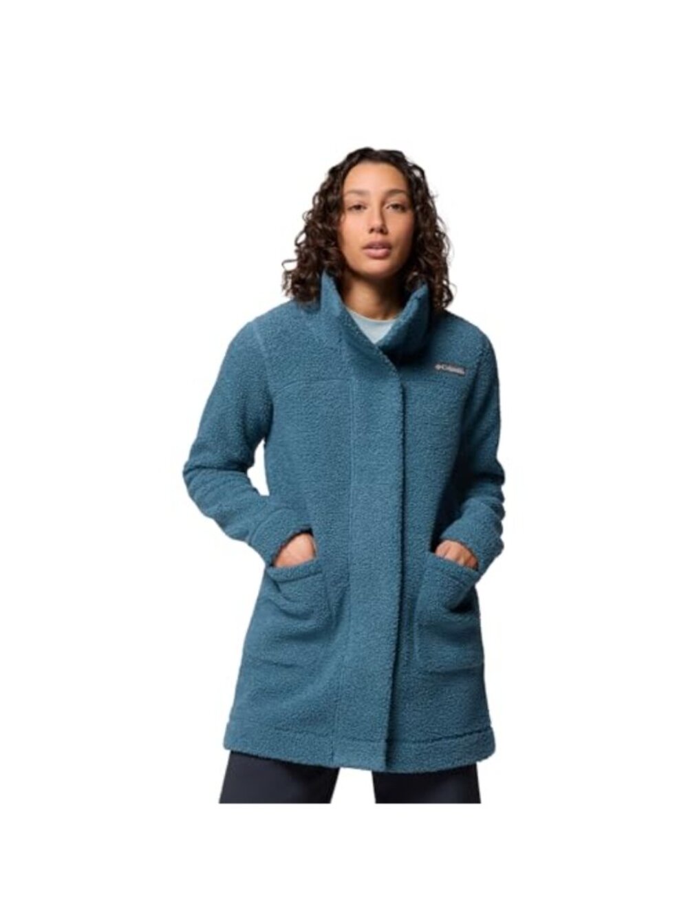 Columbia Panorama Long Fleece Jacket Snap Placket Outdoor Coat